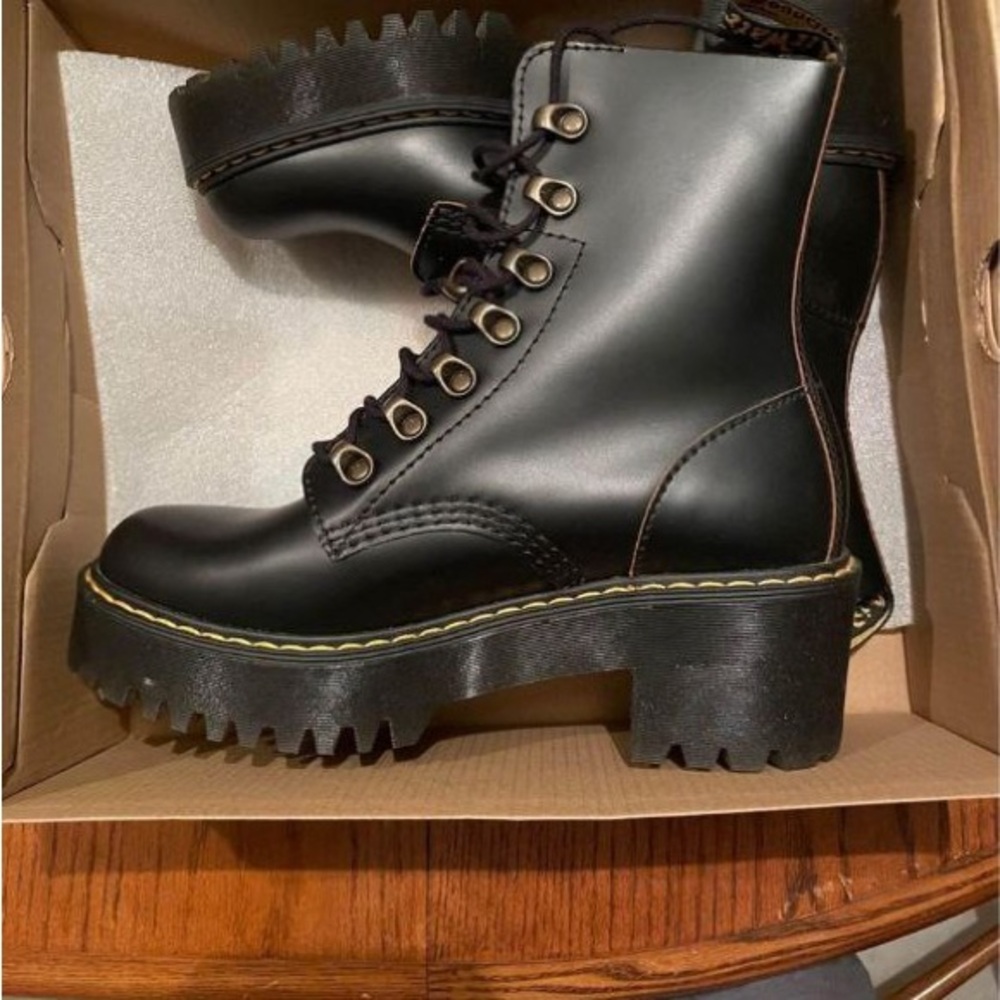 Doc Martens Leona Platform Combat Boots (New)